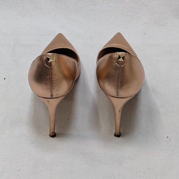 Valentino Metallic Rose Gold Rockstud Leather Pumps Shoes Size 37 US 7 - Picture 4 of 9